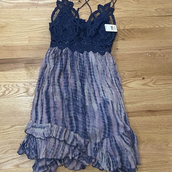Adella NEW with tags Free People blue combo Strappy tie dye sundress small - Picture 7 of 14